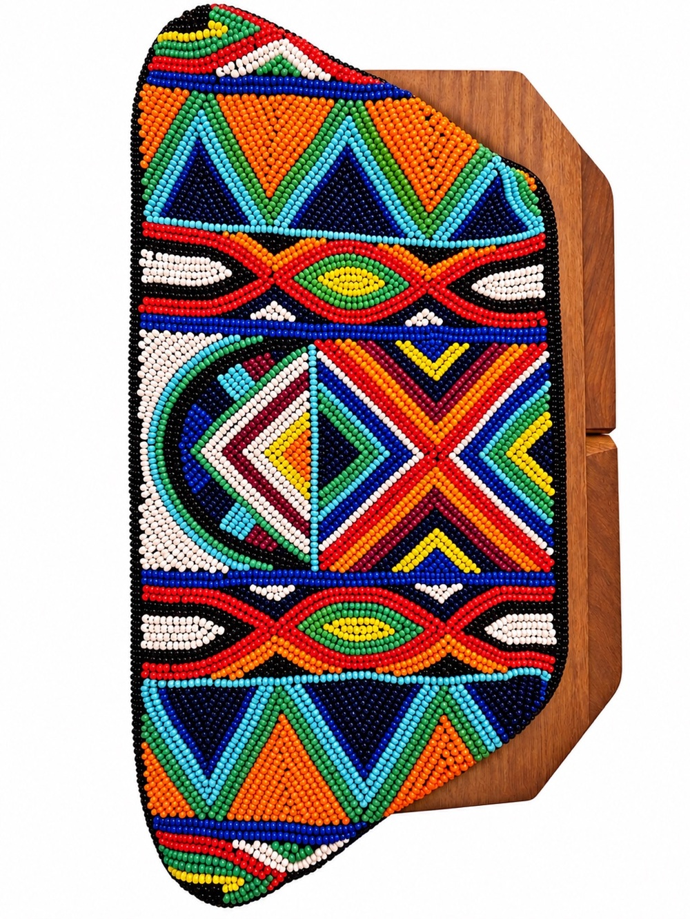 Express Multicolor Beaded Geometric Wood-Top Clutch